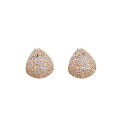 Boucles d'oreilles en laiton zircon cubique pavent, larme, Placage, bijoux de mode & pavé de micro zircon & pour femme, plus de couleurs à choisir Vendu par paire