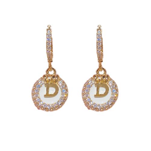 Boucles d'oreilles en laiton zircon cubique pavent, Rond, Placage, pavé de micro zircon & pour femme & émail, plus de couleurs à choisir Vendu par paire