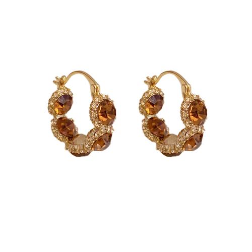 Boucles d'oreilles en laiton zircon cubique pavent, Plaqué d'or, bijoux de mode & pavé de micro zircon & pour femme Vendu par paire