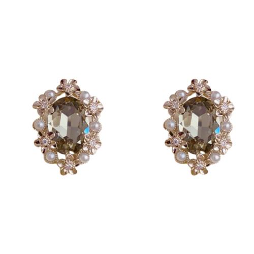 Boucles d'oreilles en laiton zircon cubique pavent, avec zircon cubique & perle de plastique, Plaqué d'or 14K, bijoux de mode & pour femme Vendu par paire