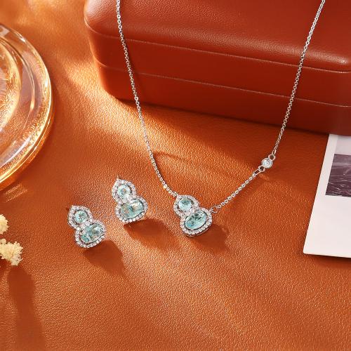 Micro cúbicos Circonia allanar sistemas de la joyería de cobre amarillo, metal, Calabaza, chapado, diferentes estilos para la opción & micro arcilla de zirconia cúbica & para mujer, azul, Vendido por UD