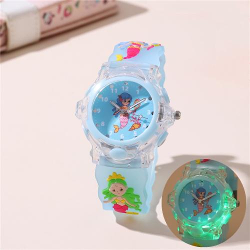 子供向けの腕時計ブレスレット, プラスチック, とともに 304ステンレススチール, メッキ, ファッションジュエリー & 子供のための & ルミナス, 無色, 売り手 パソコン