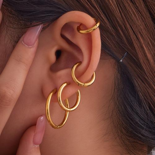 Boucle d'oreille en acier inoxydable Hoop, Acier inoxydable 304, Placage de couleur d'or, bijoux de mode, plus de couleurs à choisir, Vendu par paire