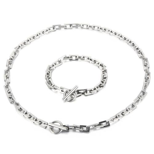 Parures de bijoux en acier inoxydable, Acier inoxydable 304, fait à la main, bijoux de mode & styles différents pour le choix & pour homme, couleur originale, Vendu par PC