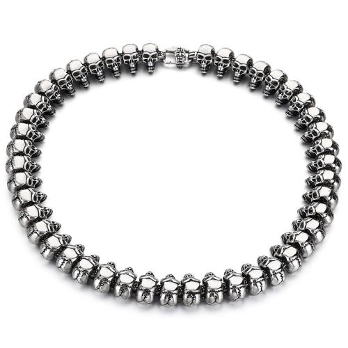 collier de chaîne en inox , Acier inoxydable 304, crane, Placage, bijoux de mode & pour homme, plus de couleurs à choisir, Vendu par PC