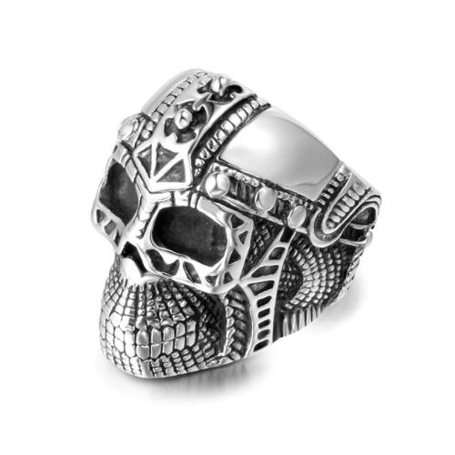 Bague en acier inoxydable, Acier inoxydable 304, crane, poli, bijoux de mode & normes différentes pour le choix & pour homme, couleur originale, Vendu par PC