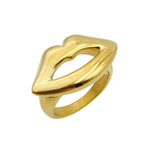 Bague en acier inoxydable, Acier inoxydable 304, Plaqué d'or 14K, normes différentes pour le choix & pour femme & creux, Vendu par PC