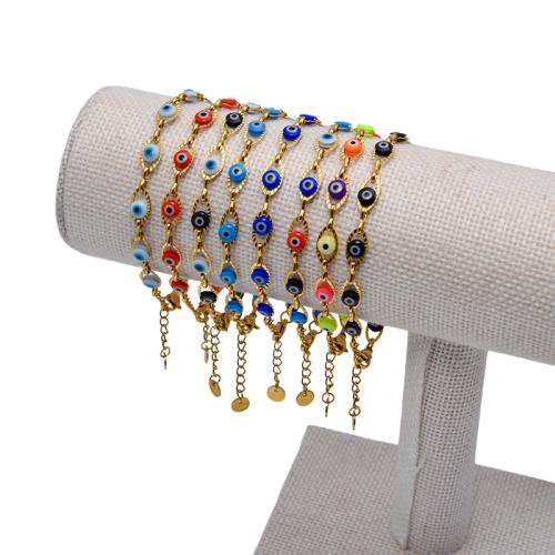 Mal pulsera ojo, acero inoxidable 304, con Acrílico, chapado en color dorado, Joyería & para mujer & hueco, más colores para la opción, Vendido por UD