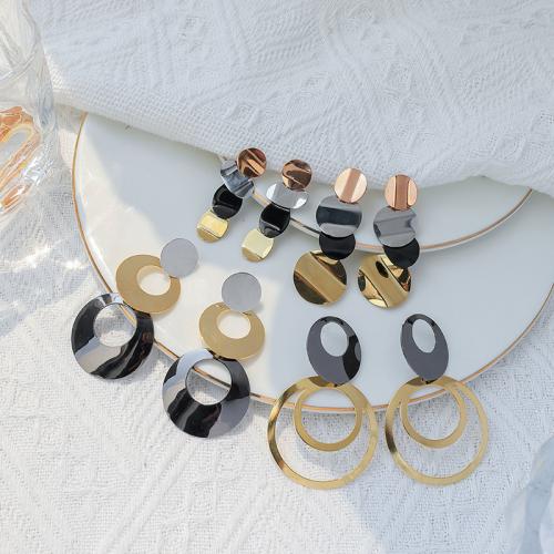 Boucle d'oreille goutte inox, Acier inoxydable 304, Placage, styles différents pour le choix & pour femme & creux, multicolore, Vendu par paire