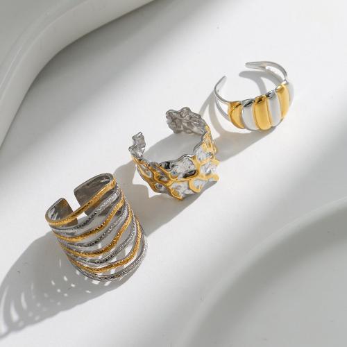 Bague en acier inoxydable, Acier inoxydable 304, Placage, styles différents pour le choix & pour femme & deux tons, Vendu par PC