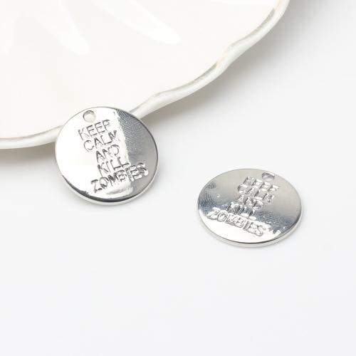 le pendentif d'étiquette en alliage de zinc, pièce de monnaie, Placage de couleur argentée, DIY, argent Vendu par sac