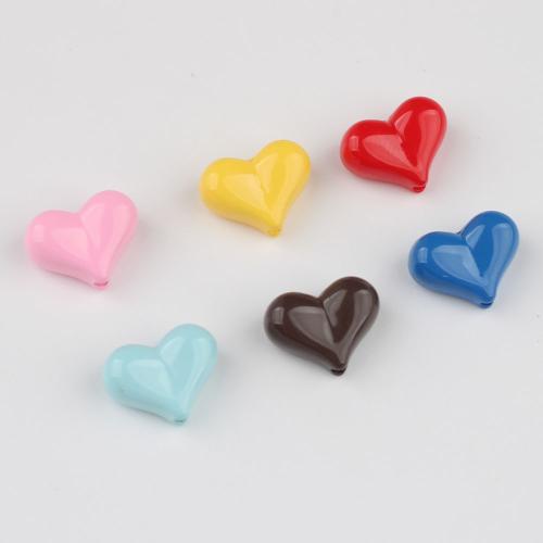 Abalorios Acrílicos Sólidos, Acrílico, Corazón, barniz de secado al horno, Bricolaje, más colores para la opción, 13x10mm, diámetro interior:aproximado 1mm, 100PCs/Bolsa, Vendido por Bolsa
