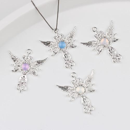 Resin Zinc Alloy Pendants, with Resin, Cross, plated, DIY 