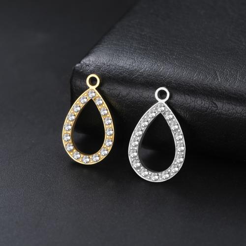 Pendentifs en acier inoxydable strass, Acier inoxydable 304, larme, Placage, DIY & avec strass & creux, plus de couleurs à choisir Vendu par sac