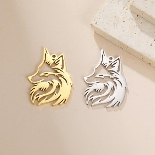 Pendentifs d'animaux en acier inoxydable , Acier inoxydable 304, renard, Placage, DIY & creux, plus de couleurs à choisir Vendu par sac