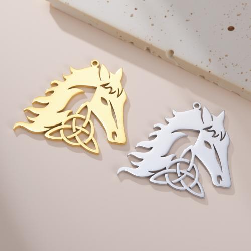 Pendentifs d'animaux en acier inoxydable , Acier inoxydable 304, cheval, Placage, DIY & creux, plus de couleurs à choisir Vendu par sac