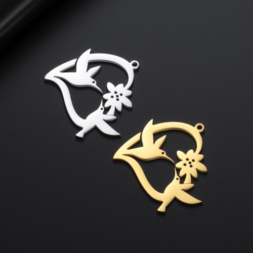 Pendentifs d'animaux en acier inoxydable , Acier inoxydable 304, coeur, Placage, DIY & creux, plus de couleurs à choisir Vendu par sac