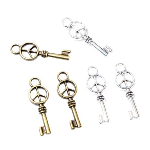 Colgantes de Aleación de Zinc en Forma Llave, Bricolaje, más colores para la opción, 26x9mm, 100PCs/Bolsa, Vendido por Bolsa