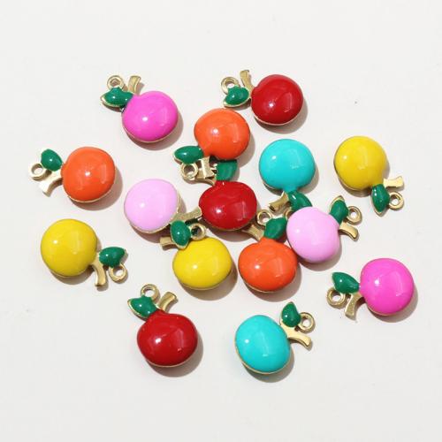 Emaille Edelstahl Anhänger, 304 Edelstahl, Apfel, vergoldet, DIY, 11x8mm, 100PCs/Tasche, verkauft von Tasche