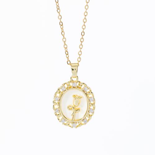 Harz Messing Halskette, mit Weiße Muschel, plattiert, Modeschmuck & für Frau & mit Strass, keine, verkauft von PC