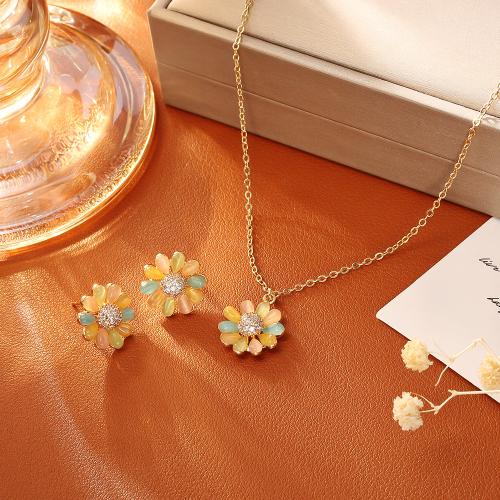 Micro cúbicos Circonia allanar sistemas de la joyería de cobre amarillo, metal, con Ojo de gato, margaritamaya, chapado en oro real, diferentes estilos para la opción & micro arcilla de zirconia cúbica & para mujer, multicolor, Vendido por UD