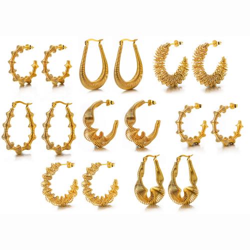 Серьги из нержавеющей стали, Нержавеющая сталь 304, плакирован золотом, ювелирные изделия моды, Много цветов для выбора, продается Пара