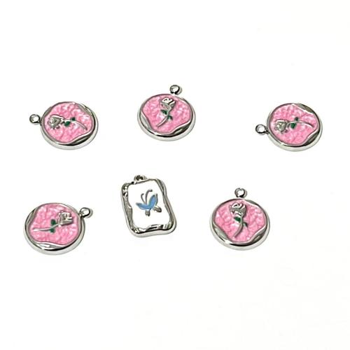 Emaille Edelstahl Anhänger, 304 Edelstahl, goldfarben plattiert, DIY, keine, verkauft von PC