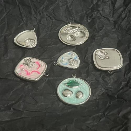 Emaille Edelstahl Anhänger, 304 Edelstahl, goldfarben plattiert, DIY, keine, 3PCs/Tasche, verkauft von Tasche