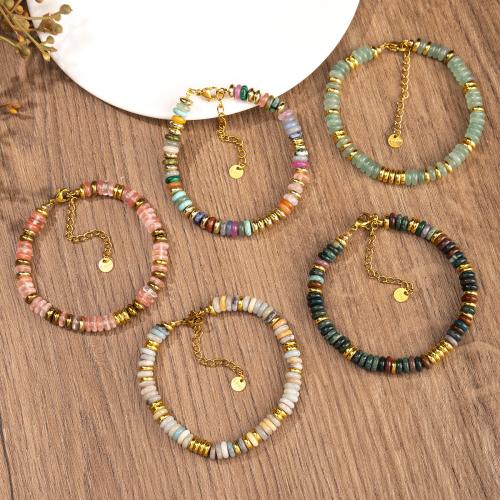 Edelstein Armbänder, mit 304 Edelstahl, goldfarben plattiert, Modeschmuck & verschiedenen Materialien für die Wahl & unisex, verkauft von PC