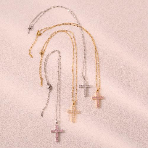 Zirkonia Edelstahl Halskette, 304 Edelstahl, plattiert, Modeschmuck & Micro pave Zirkonia & für Frau, keine, verkauft von PC