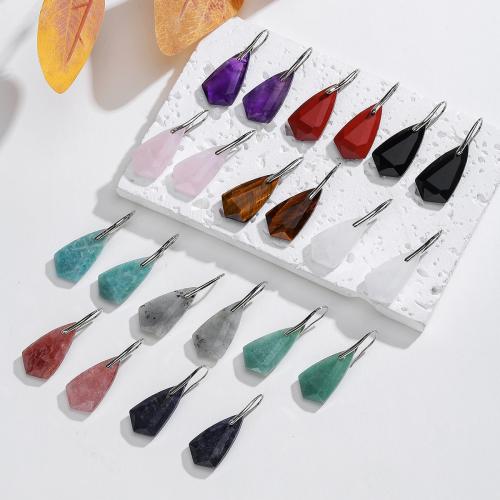 Edelstein Tropfen Ohrring, mit 304 Edelstahl, Modeschmuck & verschiedenen Materialien für die Wahl & für Frau, verkauft von Paar