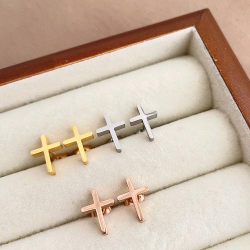 Серьги из нержавеющей стали, Нержавеющая сталь 304, Kресты, Другое покрытие, ювелирные изделия моды & Женский, Много цветов для выбора, продается Пара