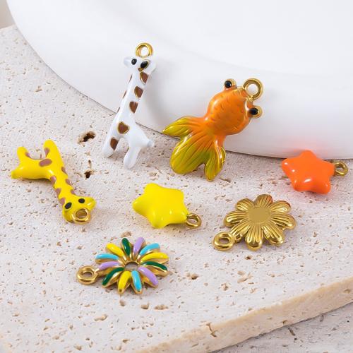 Emaille Edelstahl Anhänger, 304 Edelstahl, goldfarben plattiert, DIY & verschiedene Stile für Wahl, verkauft von PC