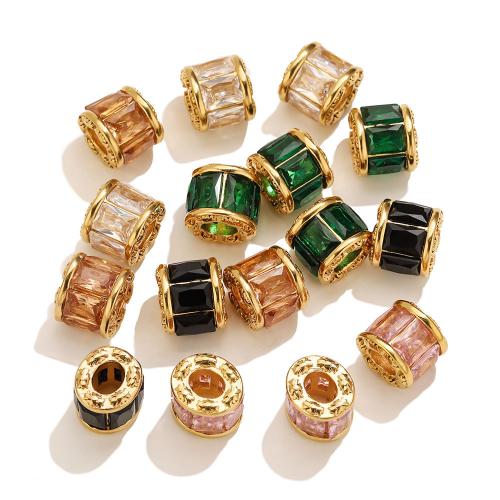 Stainless Steel Beads, 304 Stainless Steel, with Crystal, 18K gold plated, DIY 