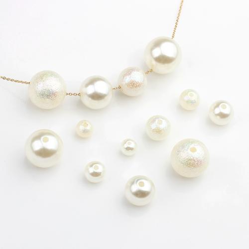 Perles de résine de couleur unie, Rond, DIY & perle d'imitation, blanc Vendu par sac[