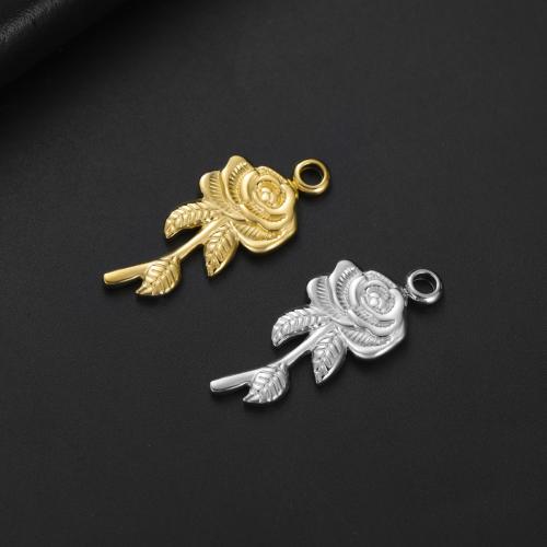 Stainless Steel Flower Pendant, 304 Stainless Steel, Rose, plated, DIY 