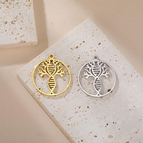 Stainless Steel Hollow Pendant, 304 Stainless Steel, Tree, plated, DIY 