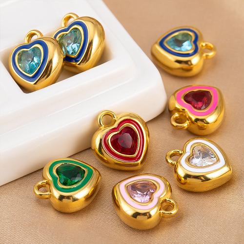 Pendentifs en acier inoxydable strass, Acier inoxydable 304, coeur, Placage, DIY & émail & avec strass, plus de couleurs à choisir Vendu par sac