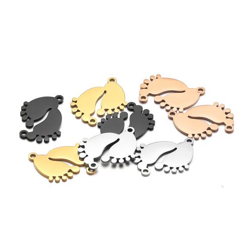 Connecteur de charme en acier inoxydable, Acier inoxydable 304, empreinte de pas, Placage, DIY, plus de couleurs à choisir Vendu par sac