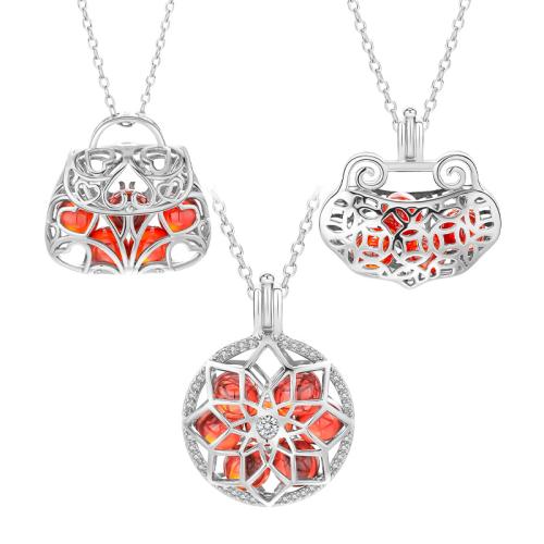 Collier de pendentif en argent sterling, Argent sterling 925, avec 1.96inch chaînes de rallonge, Plaqué de platine, chaîne ovale & styles différents pour le choix & pour femme & creux Environ 15.74 pouce, Vendu par brin