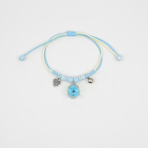 Стеклянный браслет, с Сухих цветов & фарфор & Восковой шнур & цинковый сплав, Связанный вручную, ювелирные изделия моды & Женский, Много цветов для выбора, длина:Приблизительно 6-10 дюймовый, продается PC