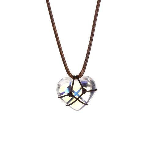 Zinklegierung Halskette, mit Opal & PU Leder & Rosenquarz, Herz, handgemacht, Modeschmuck & für Frau, Länge:ca. 20 ZollInch, verkauft von PC