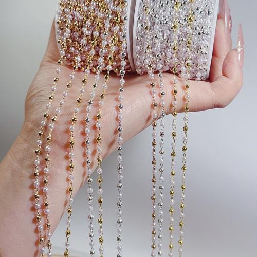 Edelstein Perlen Kette, Messing, mit Kunststoff Perlen, plattiert, DIY, keine, 50x40x40mm, 18.288m/Tasche, verkauft von Tasche
