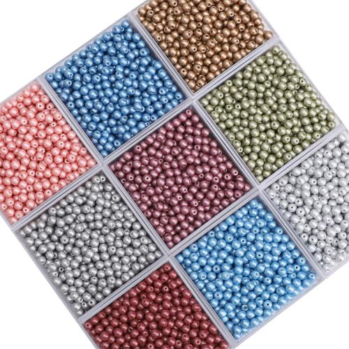 Glass Beads, Glass Pearl, gold color plated, DIY 