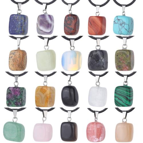 Драгоценный камень Ожерелья, Полудрагоценный камень, с кожаный шнур & Нержавеющая сталь 304, ювелирные изделия моды & различные материалы для выбора & Мужская, продается PC