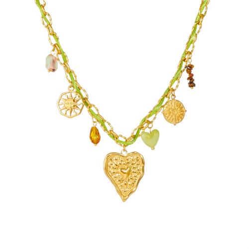 ステンレス鋼のジュエリーネックレス, 304ステンレススチール, とともに 綿糸 & 樹脂 & アクリル, ゴールドメッキ, ファッションジュエリー & 女性用 & くり抜き, 売り手 パソコン