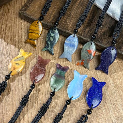 Драгоценный камень Ожерелья, Полудрагоценный камень, с Нейлоновый шнурок, ювелирные изделия моды & различные материалы для выбора & Мужская, продается PC