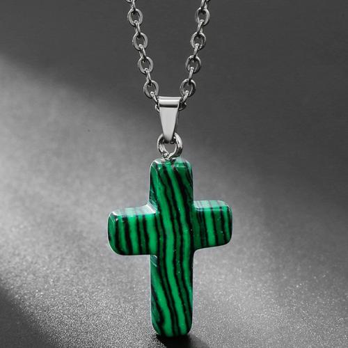 Драгоценный камень Ожерелья, Полудрагоценный камень, с Нержавеющая сталь 304, ювелирные изделия моды & различные материалы для выбора & Мужская, продается PC