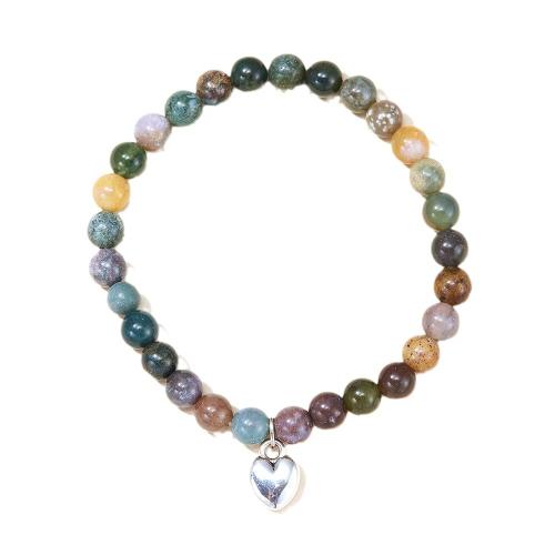 Indian Agate Bracelet, with 304 Stainless Steel, fashion jewelry, mixed colors cm 