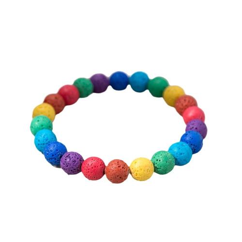 Lava Bead Bracelet, fashion jewelry, multi-colored 